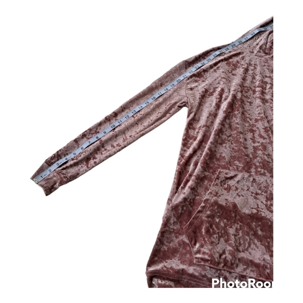 Cabin Fever comfort pink velvet hoodie pullover velvet top sweater dusty pink - Picture 13 of 16